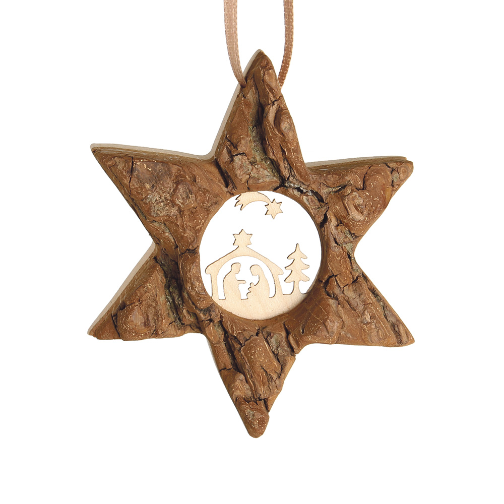 Rindenanh. Gr. 1 Stern m. Ahornm.: Krippe m. Komet