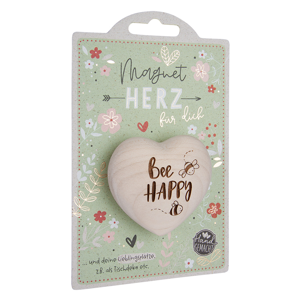 LovelyHearts - mit Magnet: "Bee happy"