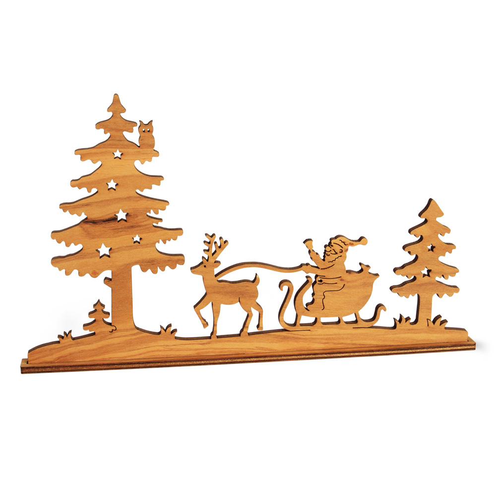 Furnier-Szenerie: Weihnachtsmann im Wald