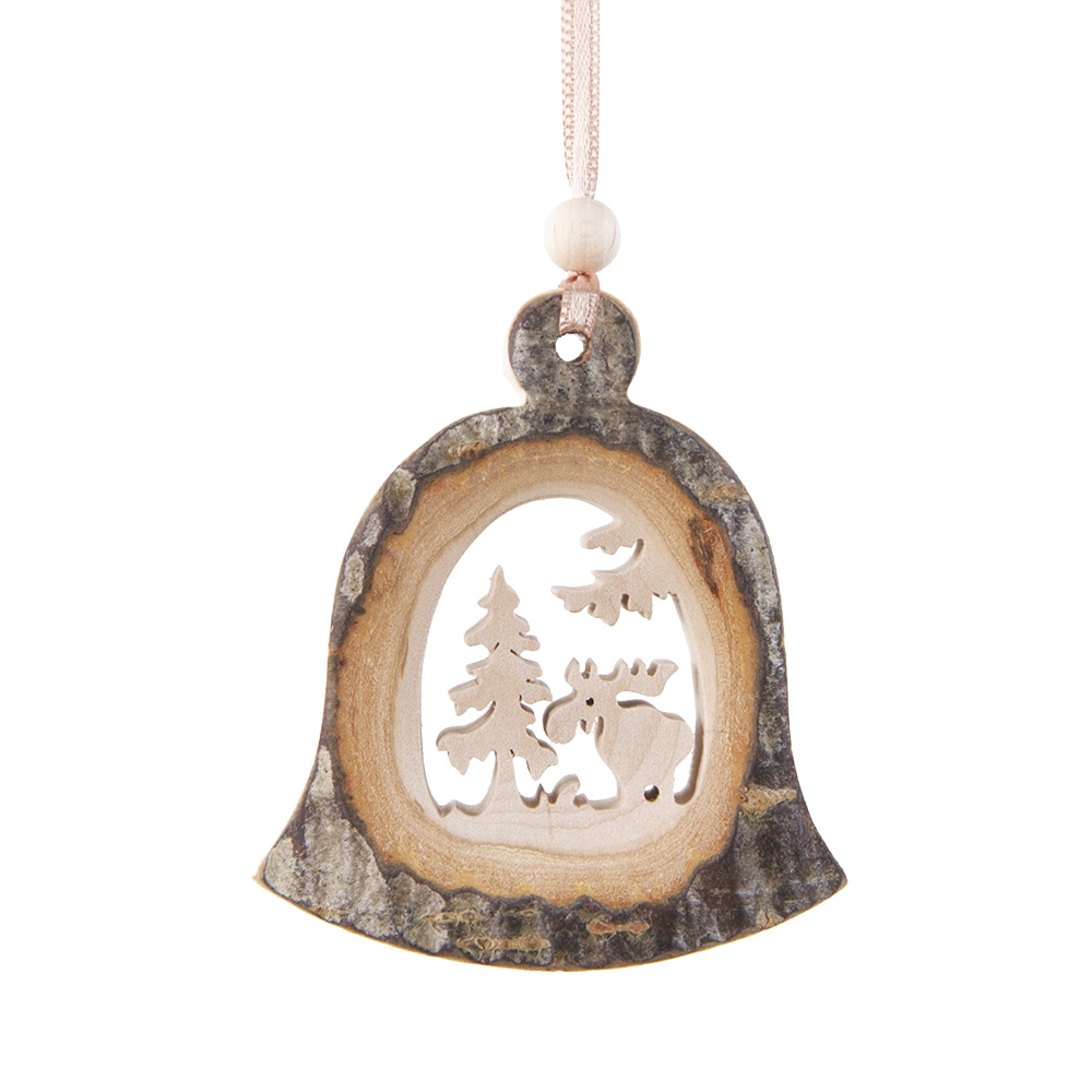 Rindenanh. Gr. 2 Glocke Motiv: Elch im Wald