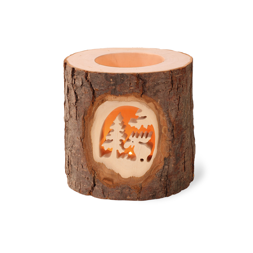 Stimmungsleuchter mit gesägtem Motiv: Elch