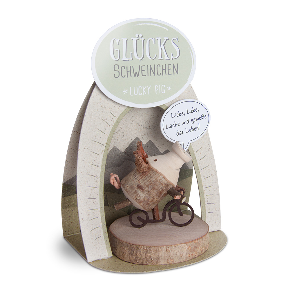 Glücksschweinchen Tretrollerfahrer: "Lebe, Liebe…"